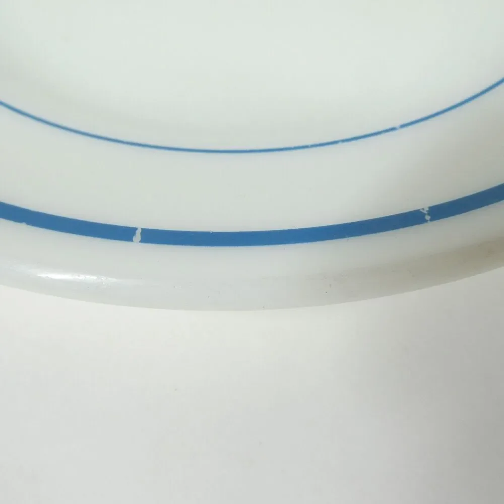 2 Pyrex Teal Blue Stripe Band Plates 8.75